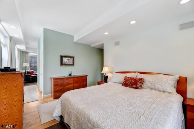 111 Mulberry St Unit Sky, Newark City, NJ 07102 - bedroom featuring recessed lighting, light wood-type flooring, and baseboards