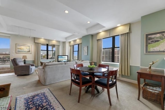 111 Mulberry St Unit Sky, Newark City, NJ 07102 - dining room featuring plenty of natural light, light carpet, recessed lighting, and baseboards
