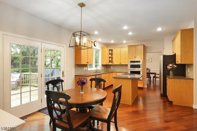 7 Watchung Dr, Bernards Twp, NJ 07920 - dining space with dark wood-type flooring and recessed lighting