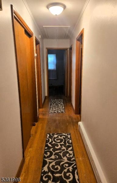 355 State Route 94, Fredon Twp, NJ 07860 - hall with attic access, wood finished floors, and ornamental molding