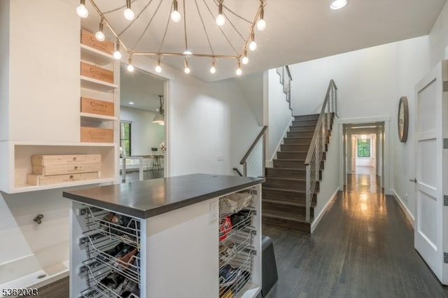 60 Fernwood Rd, Summit City, NJ 07901 - bar area with stairs, dark wood-style floors, and baseboards
