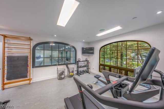 60 Fernwood Rd, Summit City, NJ 07901 - workout area with baseboards and recessed lighting
