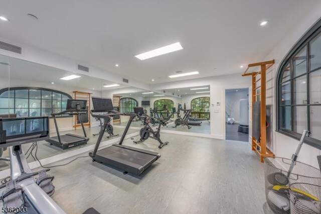 60 Fernwood Rd, Summit City, NJ 07901 - gym featuring wood finished floors and recessed lighting