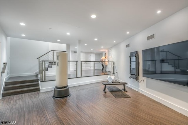 60 Fernwood Rd, Summit City, NJ 07901 - exercise area with wood finished floors, recessed lighting, and baseboards