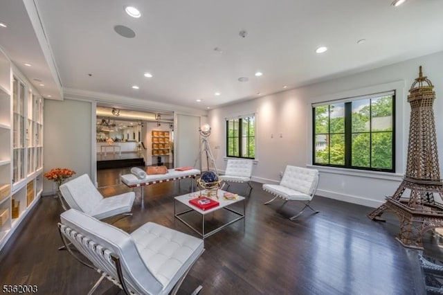 60 Fernwood Rd, Summit City, NJ 07901 - living area with wood finished floors, baseboards, and recessed lighting