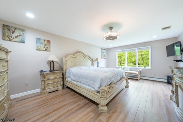 5 Mariner Dr, Randolph Twp, NJ 07869 - bedroom with light wood finished floors, baseboards, a baseboard radiator, and recessed lighting