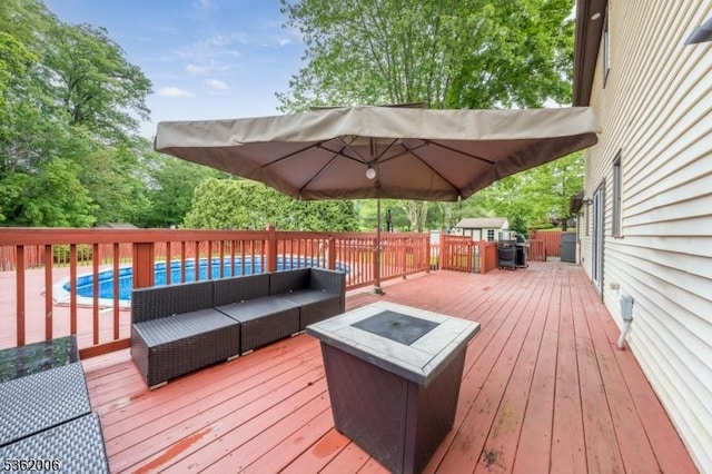 5 Mariner Dr, Randolph Twp, NJ 07869 - wooden deck with an outdoor living space with a fire pit
