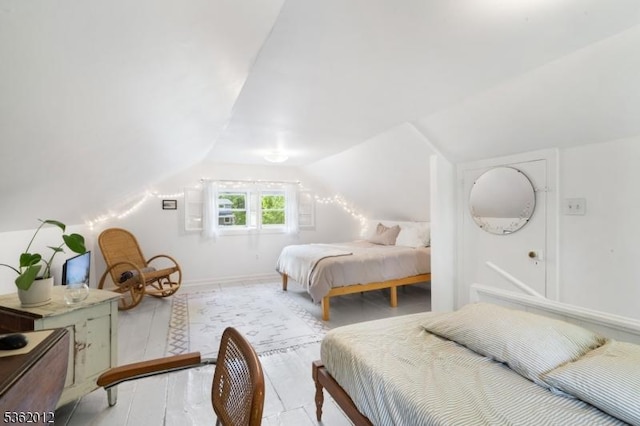 902 Mount Benevolence Rd, Stillwater Twp, NJ 07860 - bedroom with lofted ceiling, light wood-style floors, and baseboards