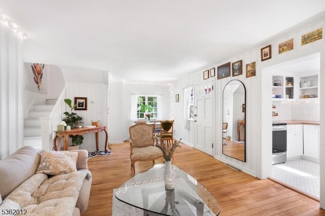 902 Mount Benevolence Rd, Stillwater Twp, NJ 07860 - living room with light wood finished floors and stairway