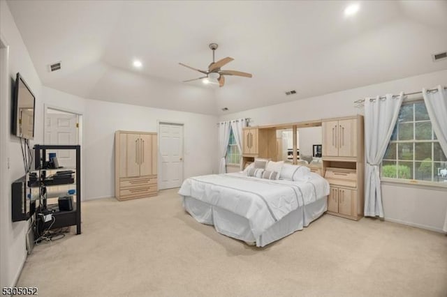 14 Barn Swallow Ct, Greenwich Twp, NJ 08886 - bedroom with light colored carpet, baseboards, recessed lighting, ceiling fan, and an office area