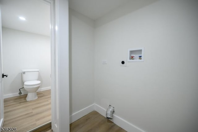 144 Elm St, Rockaway Twp, NJ 07801 - washroom featuring hookup for an electric dryer, hookup for a washing machine, wood finished floors, and baseboards