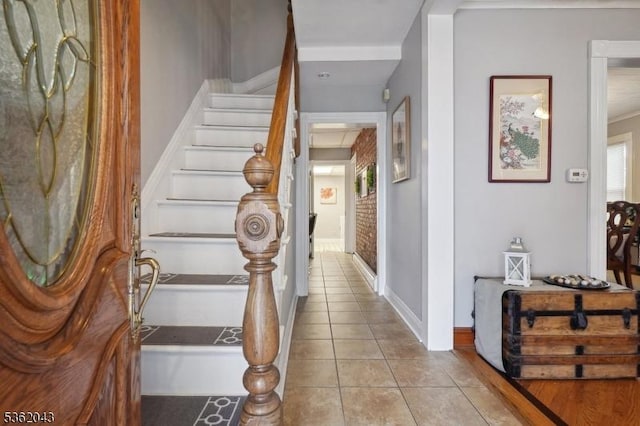 67 Parsippany Rd, Hanover Twp, NJ 07981 - foyer with tile patterned floors, stairway, and baseboards