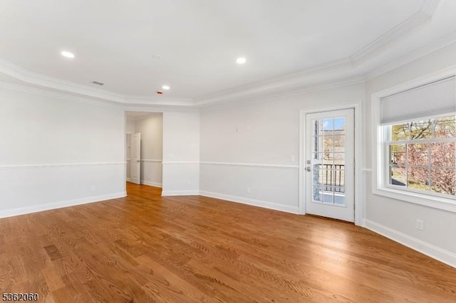 1537 Franklin St, Clark Twp, NJ 07066 - spare room with ornamental molding, light wood-type flooring, baseboards, and recessed lighting