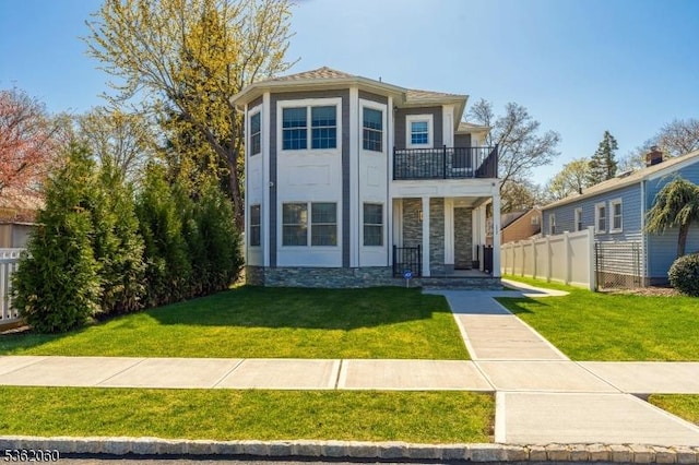 1537 Franklin St, Clark Twp, NJ 07066 - view of front of property with a balcony and stone siding