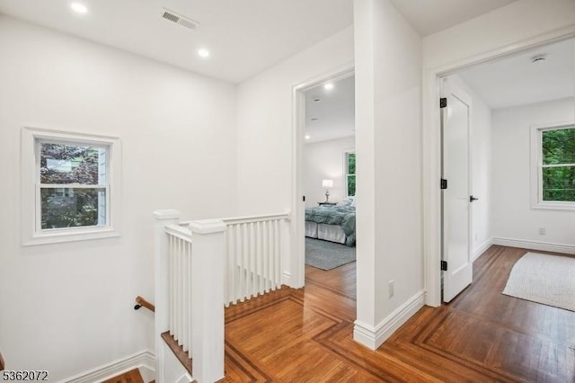 701 High St, Cranford Twp, NJ 07016 - hall with an upstairs landing, recessed lighting, and parquet floors