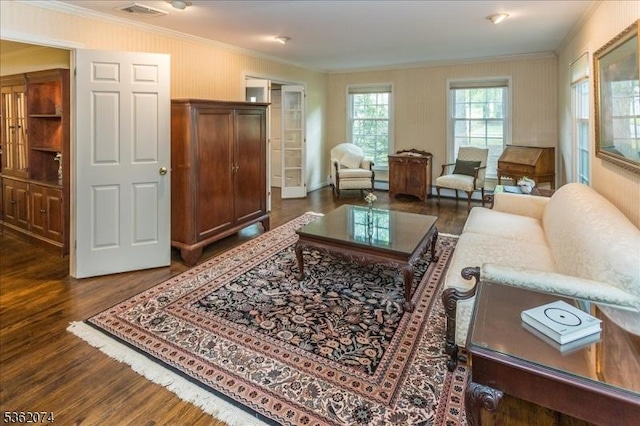 31 Winay Ter, Washington Twp, NJ 07853 - living area with crown molding and dark wood-style flooring