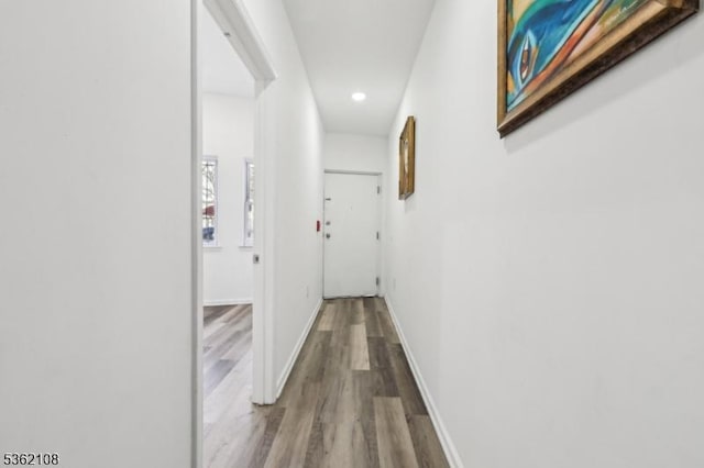 430 Ocean Ave, Jersey City, NJ 07305 - corridor with wood finished floors, recessed lighting, and baseboards