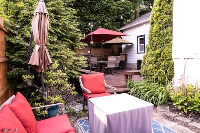 24 Ryerson Ave, Newton Town, NJ 07860 - view of patio / terrace featuring outdoor dining space and a deck