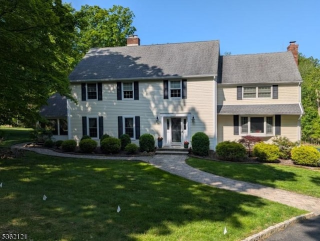 17 Olsen Dr, Warren Twp, NJ 07059 - colonial inspired home with a chimney and a front lawn
