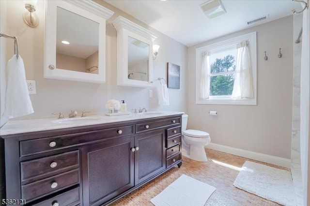 17 Olsen Dr, Warren Twp, NJ 07059 - full bath featuring double vanity, toilet, baseboards, and a shower