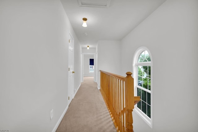231 Swathmore Dr, Nutley Twp, NJ 07110 - corridor with an upstairs landing, light carpet, and attic access