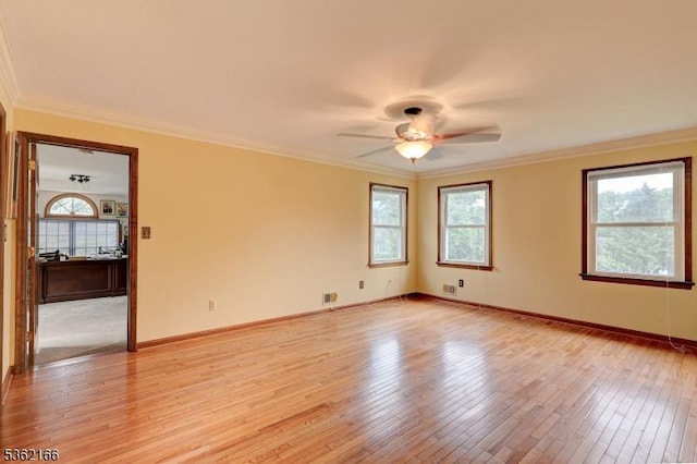 1 Willow Brook Ln, Clinton Twp, NJ 08801 - empty room featuring ceiling fan, light wood finished floors, and crown molding