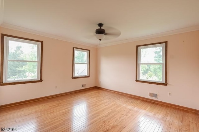 1 Willow Brook Ln, Clinton Twp, NJ 08801 - spare room featuring light wood-type flooring, crown molding, and ceiling fan