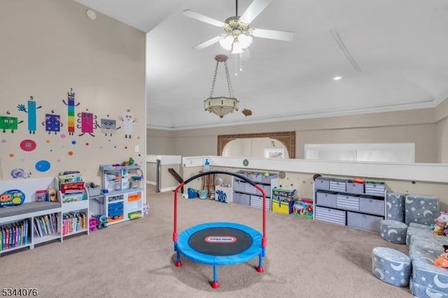 192 Market St, Belvidere Twp, NJ 07823 - recreation room featuring carpet floors and ceiling fan
