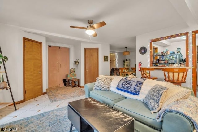 192 Market St, Belvidere Twp, NJ 07823 - living area featuring ceiling fan and baseboards
