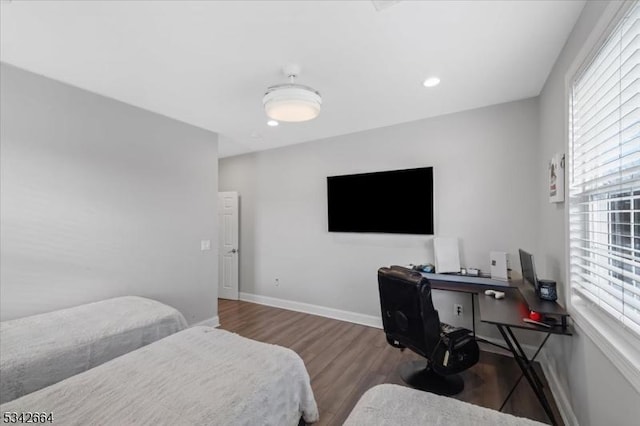 130 Decker Rd, Butler Boro, NJ 07405 - bedroom featuring wood finished floors, an office area, baseboards, and recessed lighting