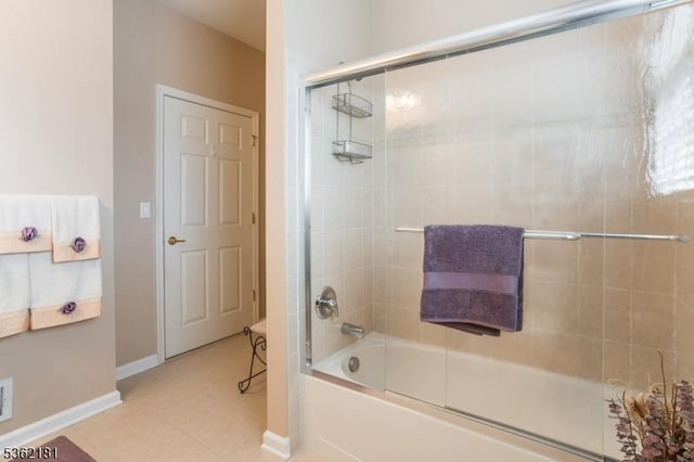 24 Quartz Way, Woodland Park, NJ 07424 - bathroom with combined bath / shower with glass door, tile patterned floors, and baseboards