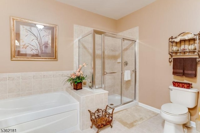 24 Quartz Way, Woodland Park, NJ 07424 - bathroom featuring toilet, a bath, a stall shower, and tile patterned floors