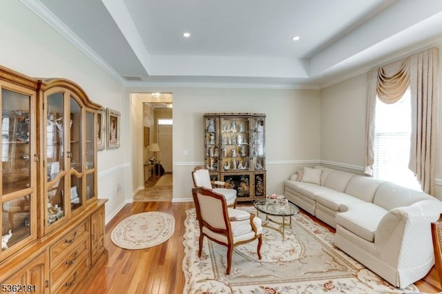 24 Quartz Way, Woodland Park, NJ 07424 - living room featuring a raised ceiling and light wood-style floors