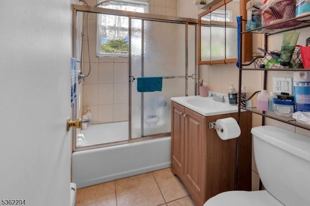 280 Highland Ave Unit 3, Kearny Town, NJ 07032 - bathroom with shower / bath combination with glass door, vanity, and tile patterned floors