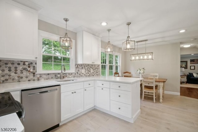 11 Western Blvd, Long Hill Twp, NJ 07933 - kitchen featuring a sink, stainless steel dishwasher, plenty of natural light, decorative backsplash, and recessed lighting