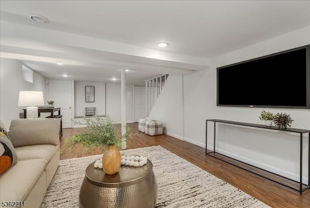 248 Knickerbocker Rd, Closter Boro, NJ 07624 - living area with wood finished floors, baseboards, and recessed lighting