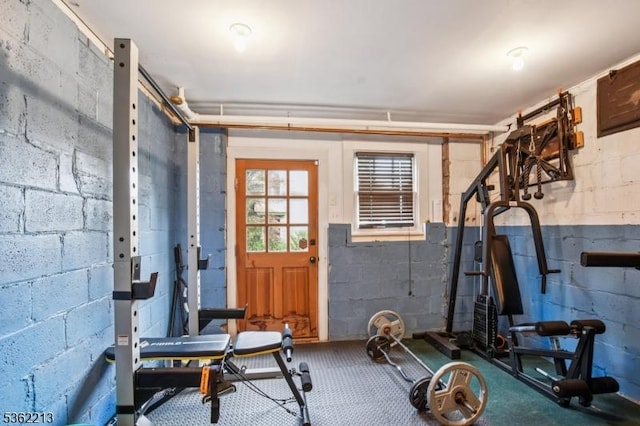 89 Maple St, Millburn Twp, NJ 07041 - workout room featuring concrete block wall