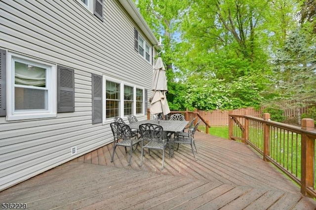 48 Kahdena Rd, Morris Twp, NJ 07960 - deck featuring outdoor dining area and a fenced backyard