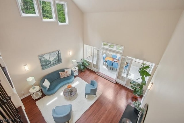 25 Hook Mountain Dr, Clinton Twp, NJ 08801 - living area featuring a high ceiling and wood finished floors