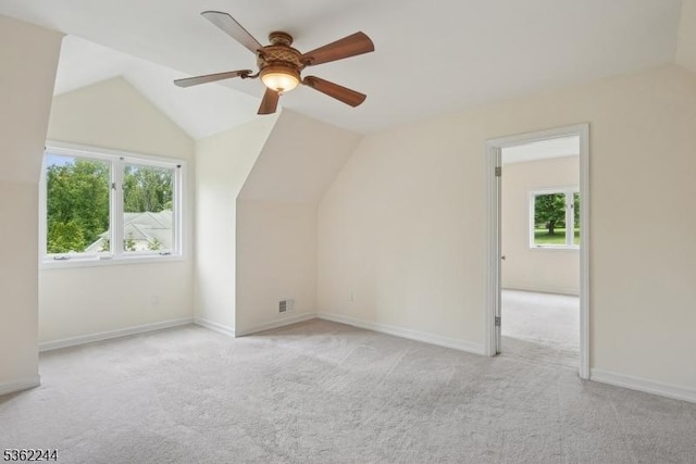 25 Hook Mountain Dr, Clinton Twp, NJ 08801 - additional living space featuring vaulted ceiling, healthy amount of natural light, carpet flooring, a ceiling fan, and baseboards
