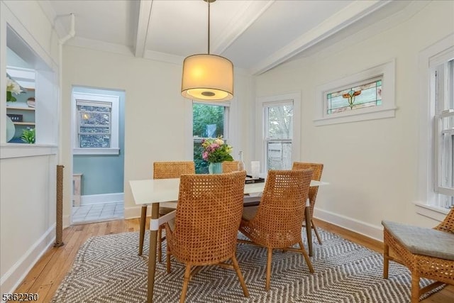 179 W Fairview Ave, South Orange Village Twp, NJ 07079 - dining space with beamed ceiling and light wood-type flooring