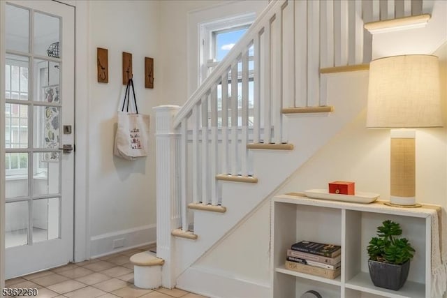 179 W Fairview Ave, South Orange Village Twp, NJ 07079 - staircase featuring tile patterned floors and baseboards
