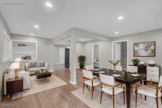 10 Rutgers Way, Hopatcong Boro, NJ 07843 - dining area with light wood-style floors, recessed lighting, baseboards, and built in features