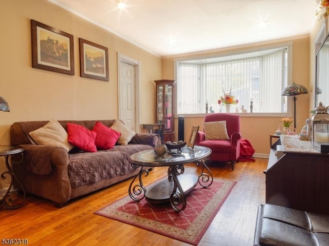 148 Hackensack St, Wood-Ridge Boro, NJ 07075 - living area with plenty of natural light, ornamental molding, wood-type flooring, and baseboards