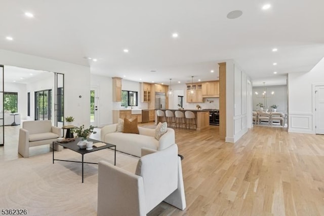 121 Culberson Rd, Bernards Twp, NJ 07920 - living area featuring recessed lighting and light wood-style floors