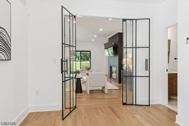 121 Culberson Rd, Bernards Twp, NJ 07920 - hall featuring light wood finished floors, recessed lighting, and baseboards