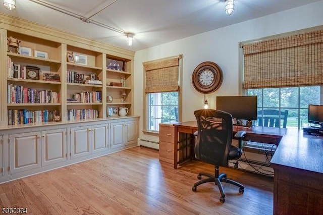 22 Hilltop Cir, Mendham Twp, NJ 07945 - office with baseboard heating and wood finished floors