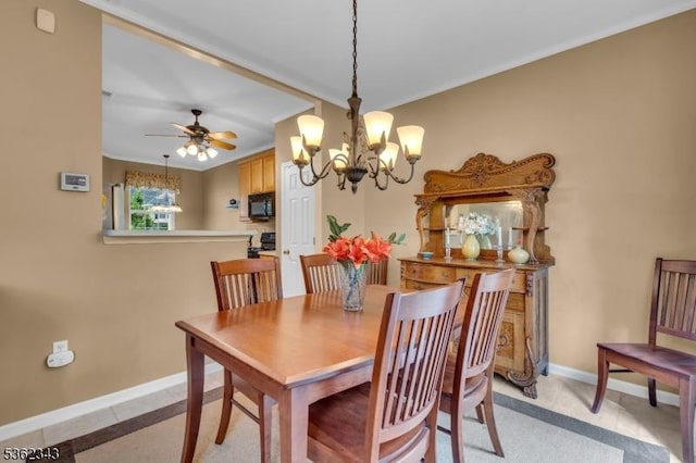 70 River Birch Cir, Montgomery Twp, NJ 08540 - dining space featuring a chandelier, ornamental molding, light tile patterned floors, and ceiling fan