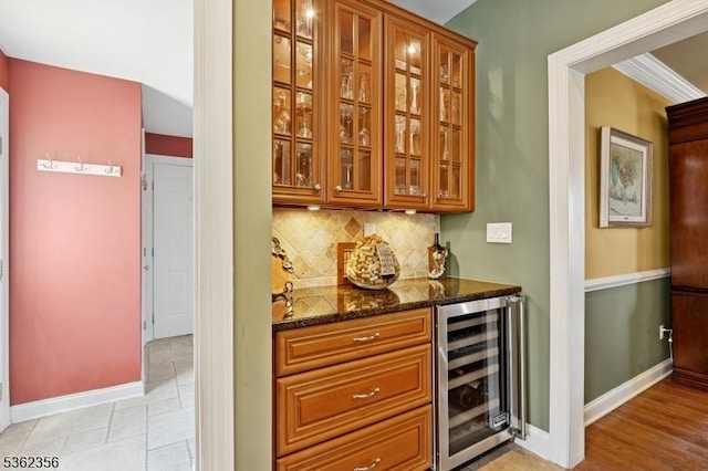 15 Middlesworth Farm Rd, Washington Twp, NJ 07853 - indoor dry bar with beverage cooler, decorative backsplash, and baseboards