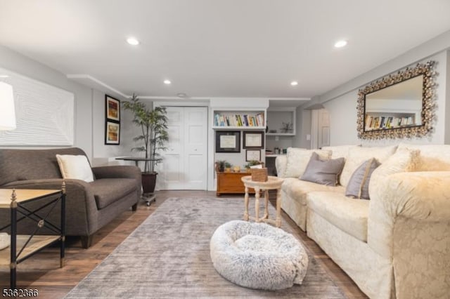 1417 Long Hill Rd, Long Hill Twp, NJ 07946 - living area with wood finished floors and recessed lighting